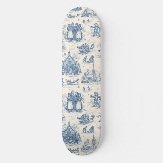 Blaue Winter-Toile-Chinoiserie Skateboard (Vorderseite)