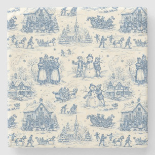 Blaue Winter-Toile-Chinoiserie Steinuntersetzer