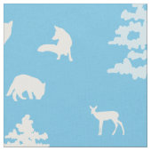 Blaue Winter-Waldtiere Hirschbär Stoff (Nahaufnahme)