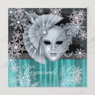 Blaue Winter Wonderland-Maskenparty Einladung