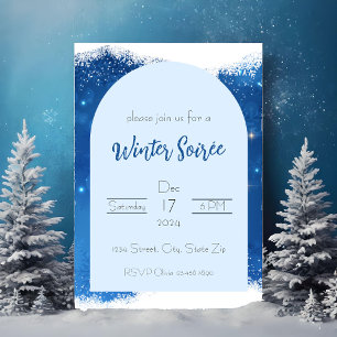 Blaue Winter-Wunderland-Einladung   Schneeflocken Einladung