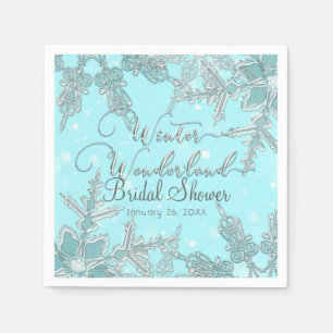 Blaue Winter-Wunderland-Schneeflocken-Hochzeit Serviette