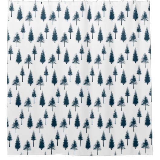 Blaue Winterbäume Duschvorhang (Vorderseite)