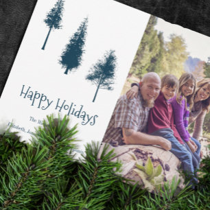 Blaue Winterbäume Feiertagskarte