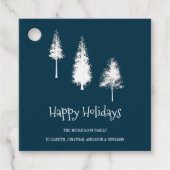 Blaue Winterbäume Geschenkanhänger (Vorderseite)