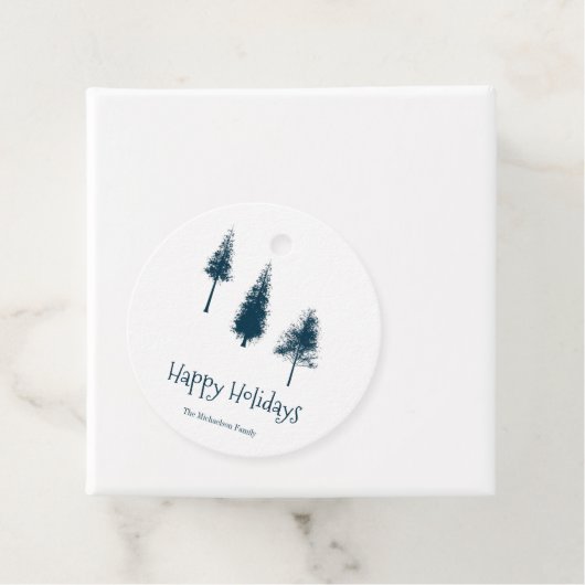 Blaue Winterbäume Geschenkanhänger (Beispiel)