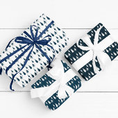 Blaue Winterbäume Geschenkpapier Set