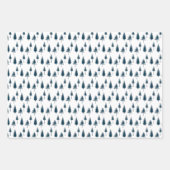 Blaue Winterbäume Geschenkpapier Set (Vorderseite)