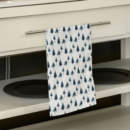 Blaue Winterbäume Geschirrtuch