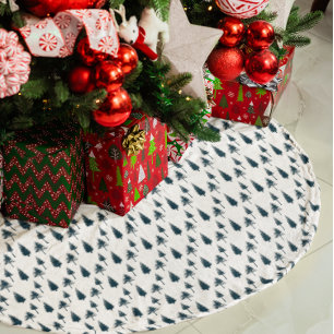 Blaue Winterbäume Polyester Weihnachtsbaumdecke