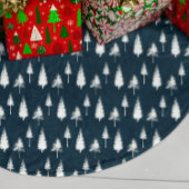 Blaue Winterbäume Polyester Weihnachtsbaumdecke