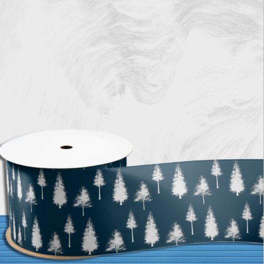 Blaue Winterbäume Satinband