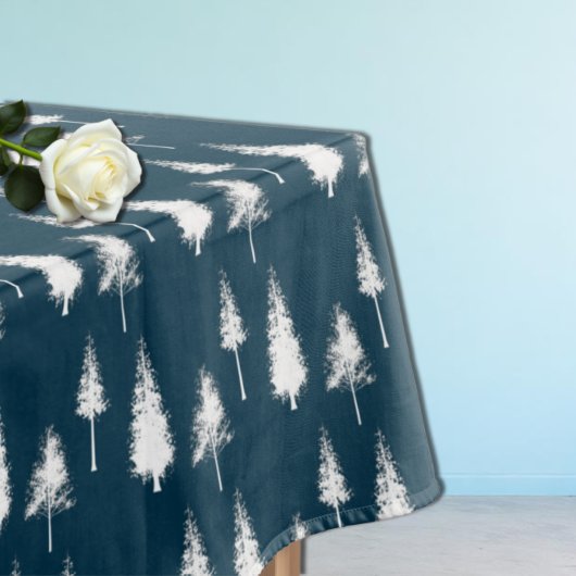 Blaue Winterbäume Tischdecke