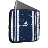 Blaue Winterbäume und Vögel Laptopschutzhülle (Vorne Rechts)