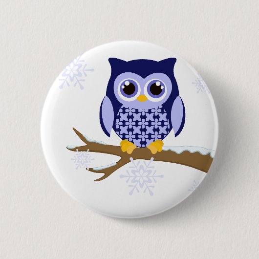 Blaue Wintereule Button (Vorderseite)