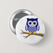 Blaue Wintereule Button (Vorne & Hinten)