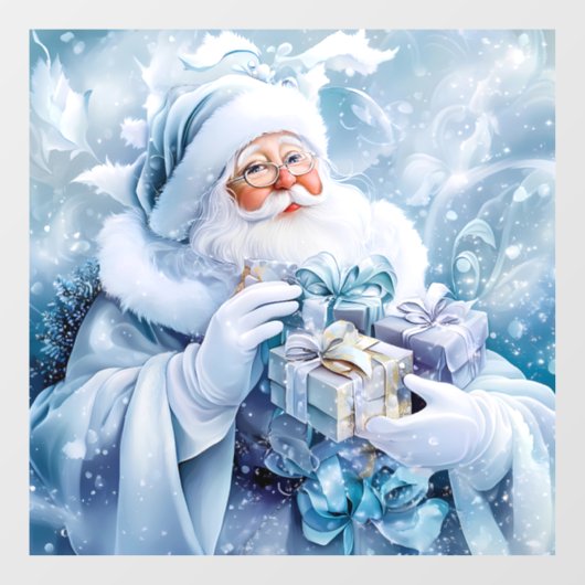 Blaue Winterfensterklammer Fensteraufkleber (Blatt)