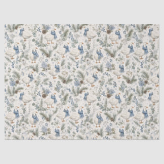 Blaue Wintergans-Aquarell-Weihnachtsdekoration Seidenpapier