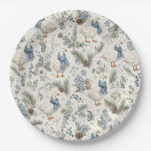 Blaue Wintergans-Aquarell-Weihnachtsfeier Pappteller (Vorderseite)