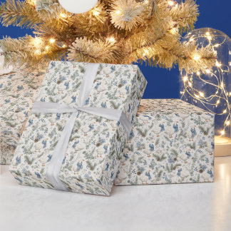 Blaue Wintergans-Aquarell-Weihnachtsfeiertage Geschenkpapier