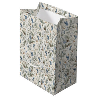 Blaue Wintergans-Aquarell-Weihnachtsfeiertage Mittlere Geschenktüte