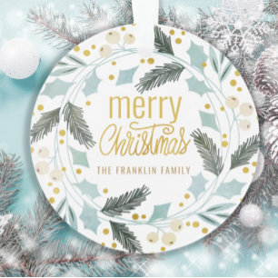 Blaue Wintergrün-Weihnachtsdekoration Frohe Weihna Ornament