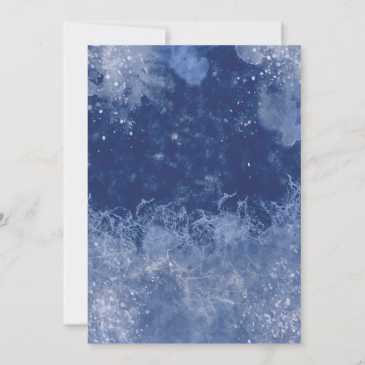 Blaue Winterhochzeit Einladung (Rückseite)