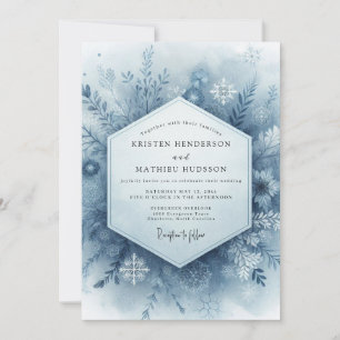 Blaue Winterhochzeit Einladung