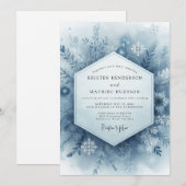 Blaue Winterhochzeit Einladung (Vorne/Hinten)
