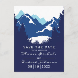 Blaue Winterhochzeit Save the Date Ankündigungspostkarte