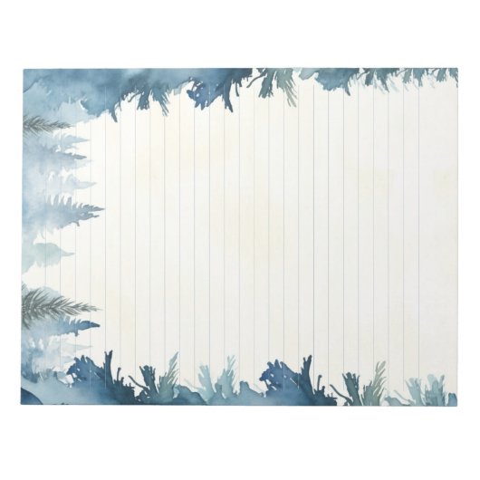 Blaue Winterkiefern mit Notizblock (Vorderseite)