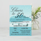 Blaue Winterlandschaft Blaue Überraschung 50. Gebu Einladung (Stehend Vorderseite)