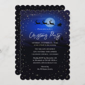 Blaue Winterlandschaft Weihnachtsfest Party Einladung (Vorne/Hinten)