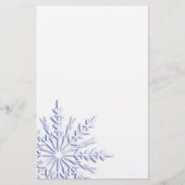 Blaue Winterschneeflocke auf Weiß Briefpapier (Vorderseite)