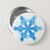 Blaue Winterschneeflocke Button (Vorne & Hinten)