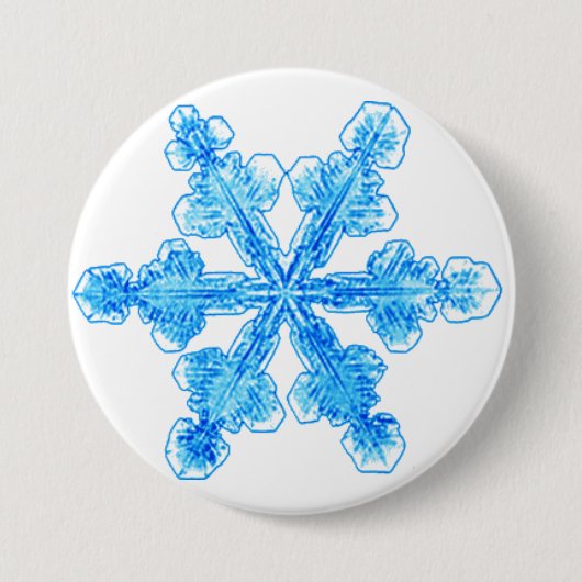 Blaue Winterschneeflocke Button (Vorderseite)