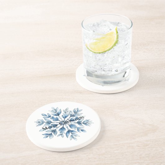 Blaue Winterschneeflocke Getränkeuntersetzer (Seite)