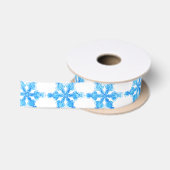 Blaue Winterschneeflocke Satinband (Spule)