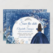 Blaue Winterschneeflocke Save the Date Einladung (Vorne/Hinten)