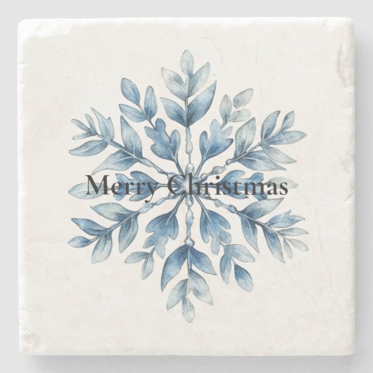 Blaue Winterschneeflocke Steinuntersetzer (Vorderseite)