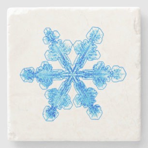 Blaue Winterschneeflocke Steinuntersetzer
