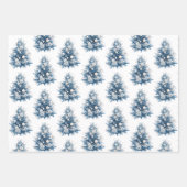 Blaue Winterschneeflocken Bäume Strümpfe Geschenkpapier Set (Vorderseite 2)