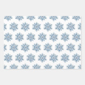 Blaue Winterschneeflocken Bäume Strümpfe Geschenkpapier Set (Vorderseite)