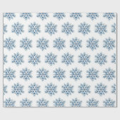 Blaue Winterschneeflocken Geschenkpapier (Flach)