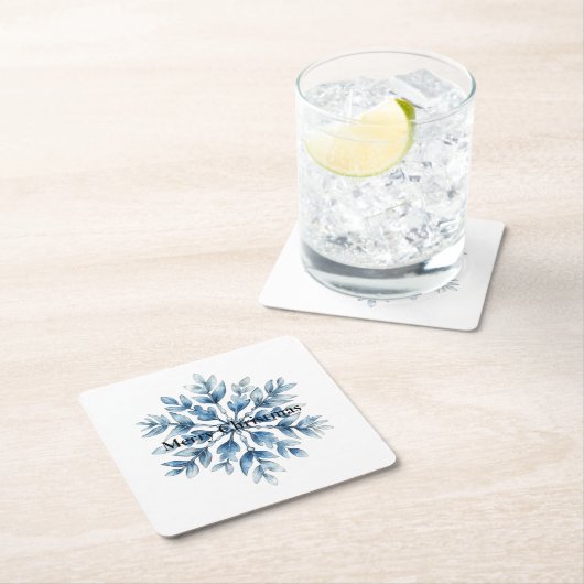 Blaue Winterschneeflocken Rechteckiger Pappuntersetzer (Vor Ort)