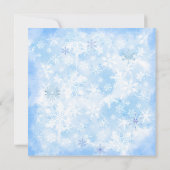 Blaue Winterschneeflocken Save the Date Einladung (Rückseite)