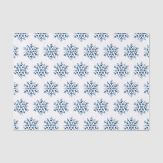 Blaue Winterschneeflocken Seidenpapier (Vorderseite)