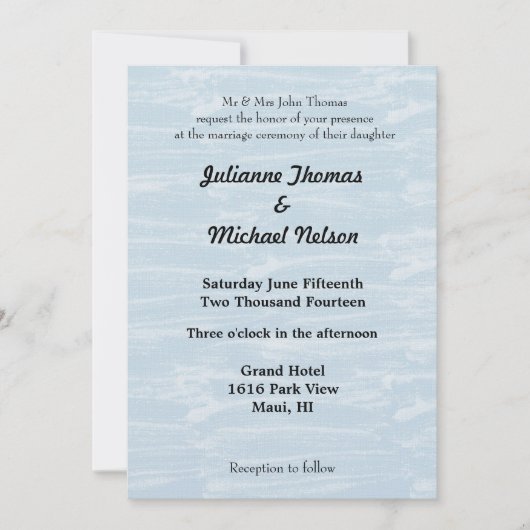 Blaue Winterschneehochzeit Einladung (Vorderseite)