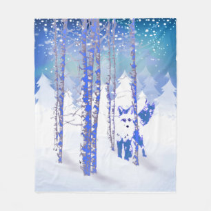 Blaue Winterschneewaldfresser Fleecedecke