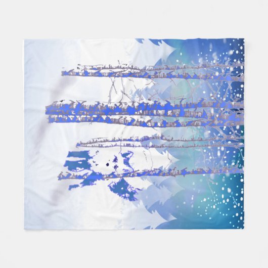 Blaue Winterschneewaldfresser Fleecedecke (Vorderseite (Horizontal))